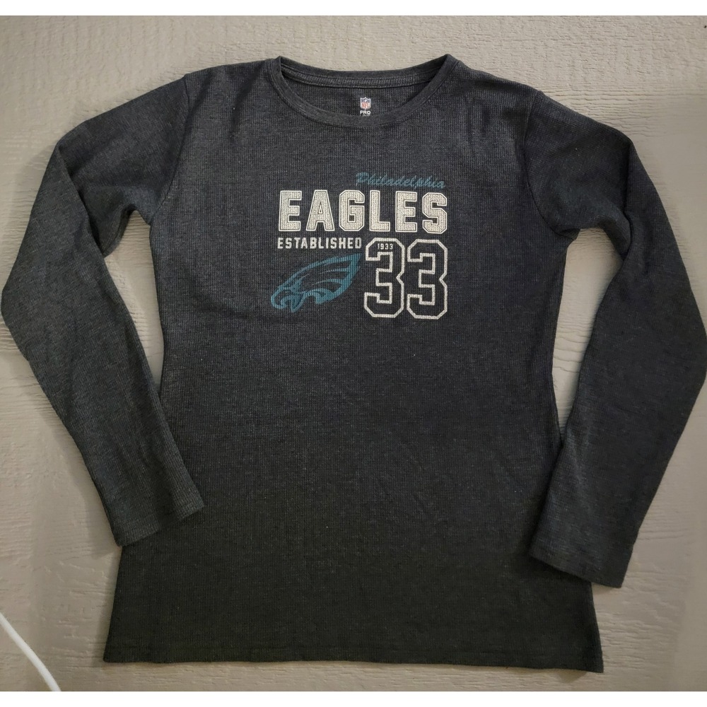 ♡NFL Pro Line Philadelphia Eagles Womens Grey Thermal Long Sleeve Shirt Large